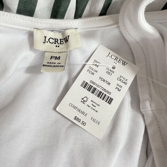 J.CREW Petite Striped Tiered Knit Mixy Dress PM Green Fern Canyon White NWT B74 - Picture 4 of 6